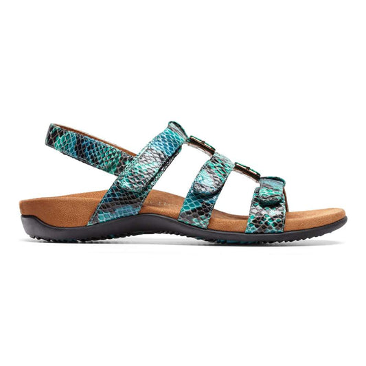 Amber Adjustable Sandal - Teal Snake