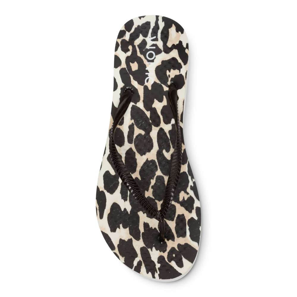 Noosa Print Toe Post Sandal - Black Leopard