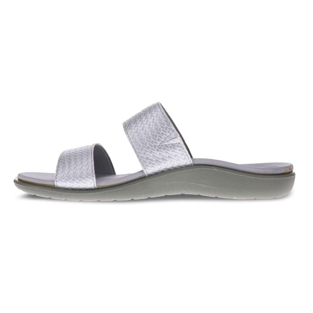 Penang Weave Slide Sandal - Silver