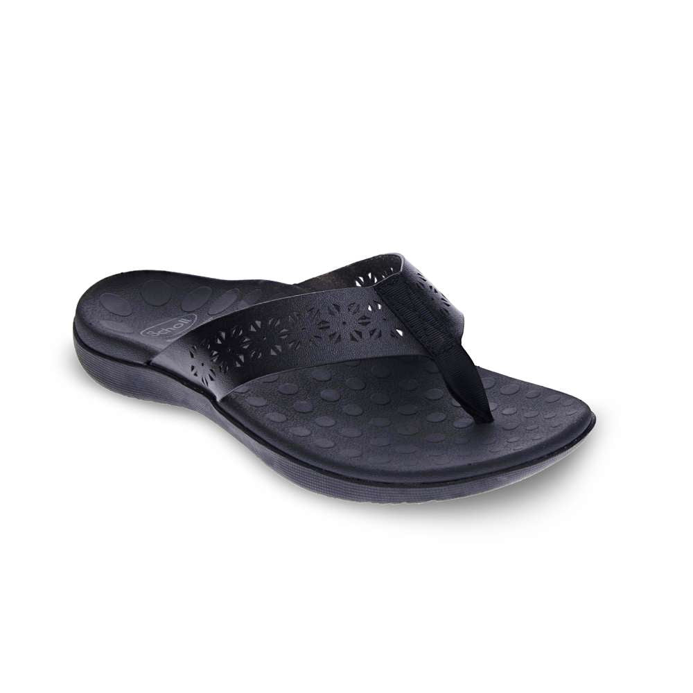 Spangle Toe Post Sandal - Black