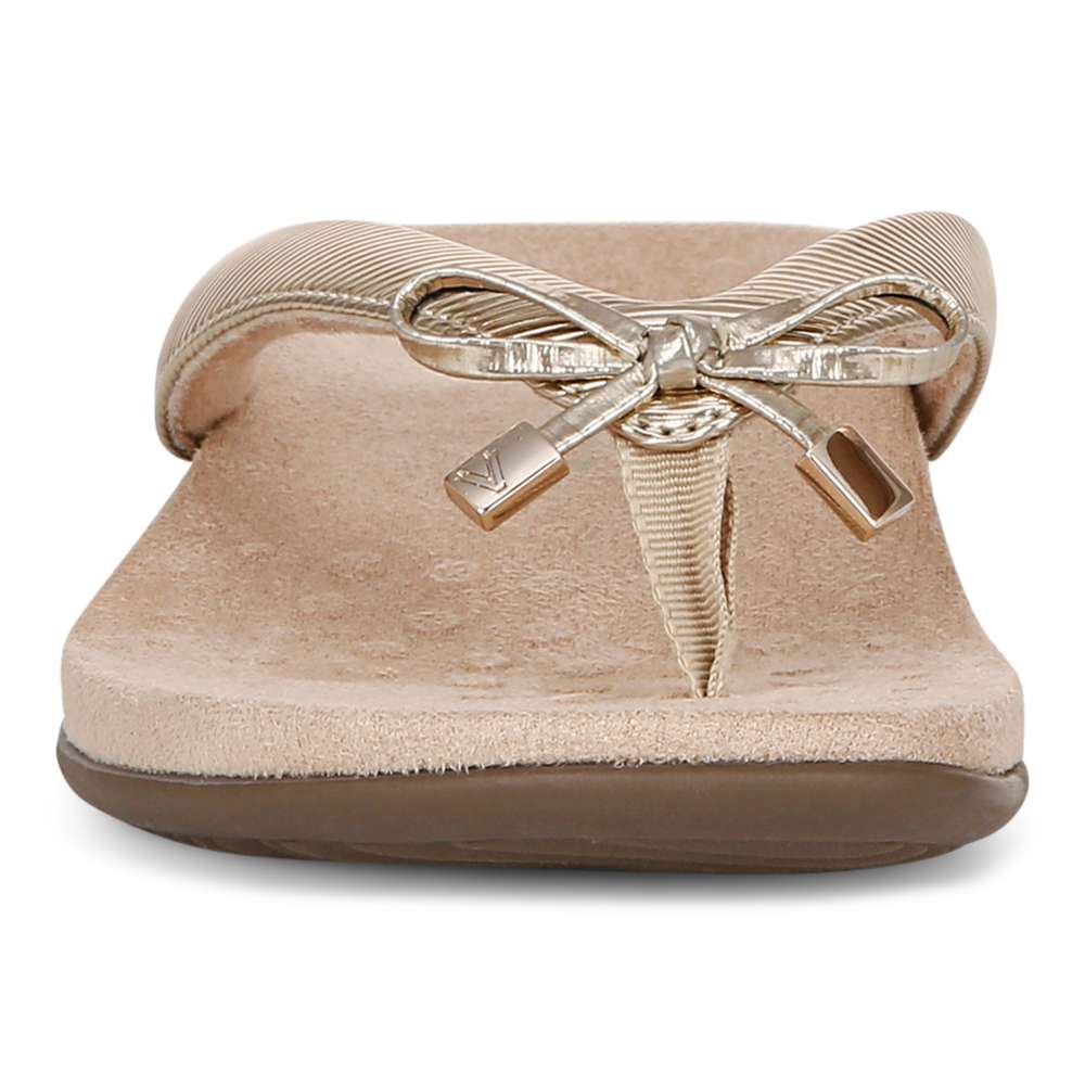 Bella Toe Post Sandal - Gold Ribbed