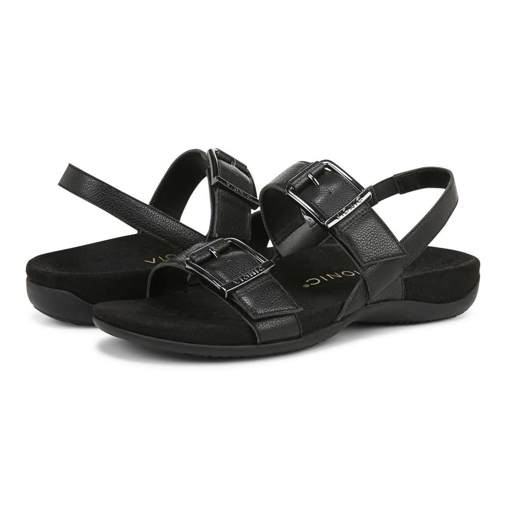 Reese Backstrap Sandal - Black Tumbled Leather