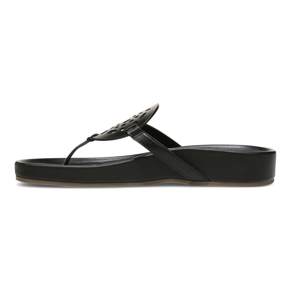 Solari Toe Post Sandal - Black Leather