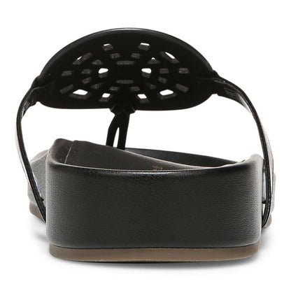 Solari Toe Post Sandal - Black Leather