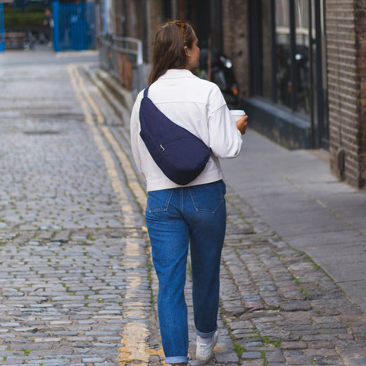 Lifestyle image for Textured Nylon Backpack - Blue Night